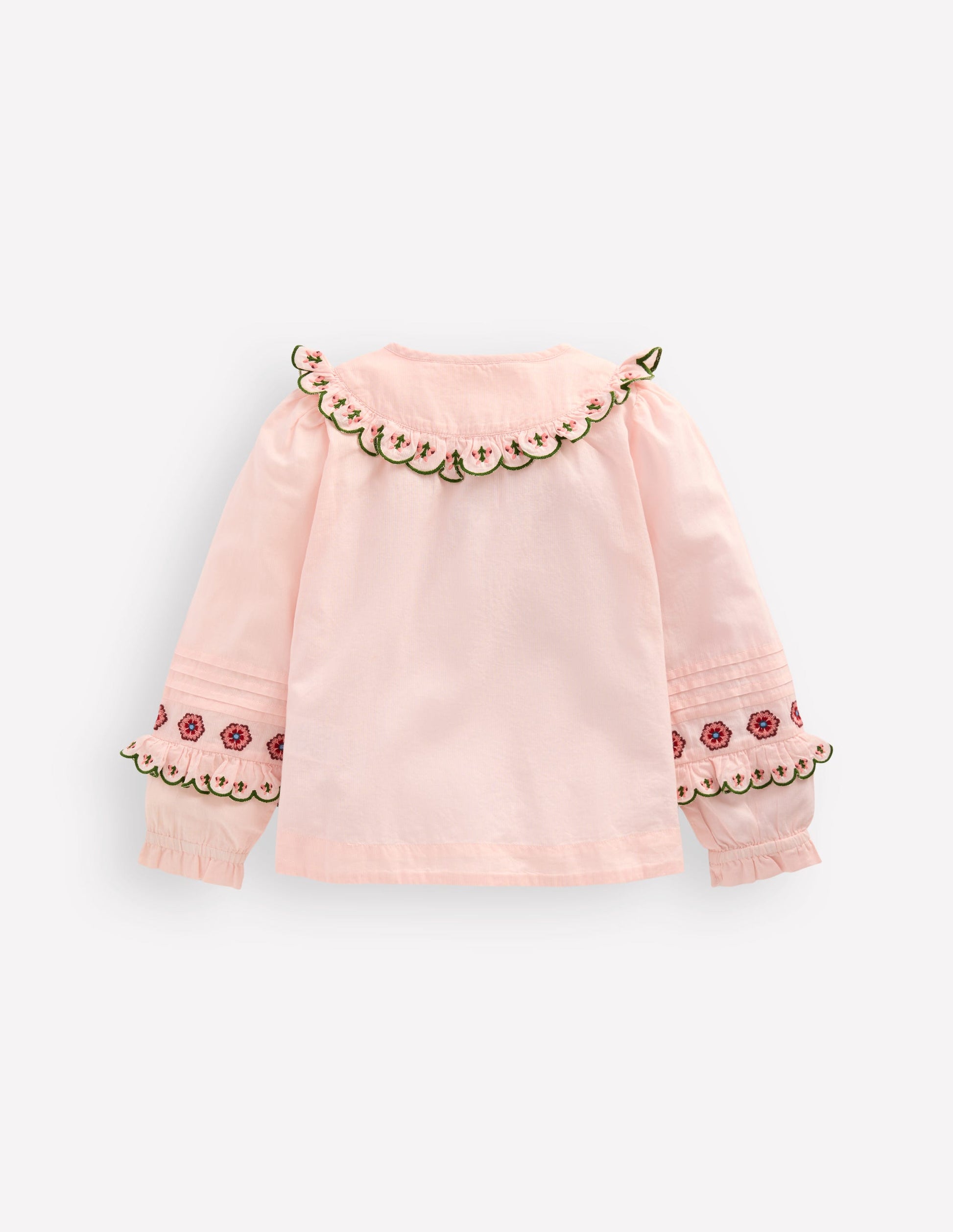 Frill Yoke Blouse-Lotus Embroidery-5