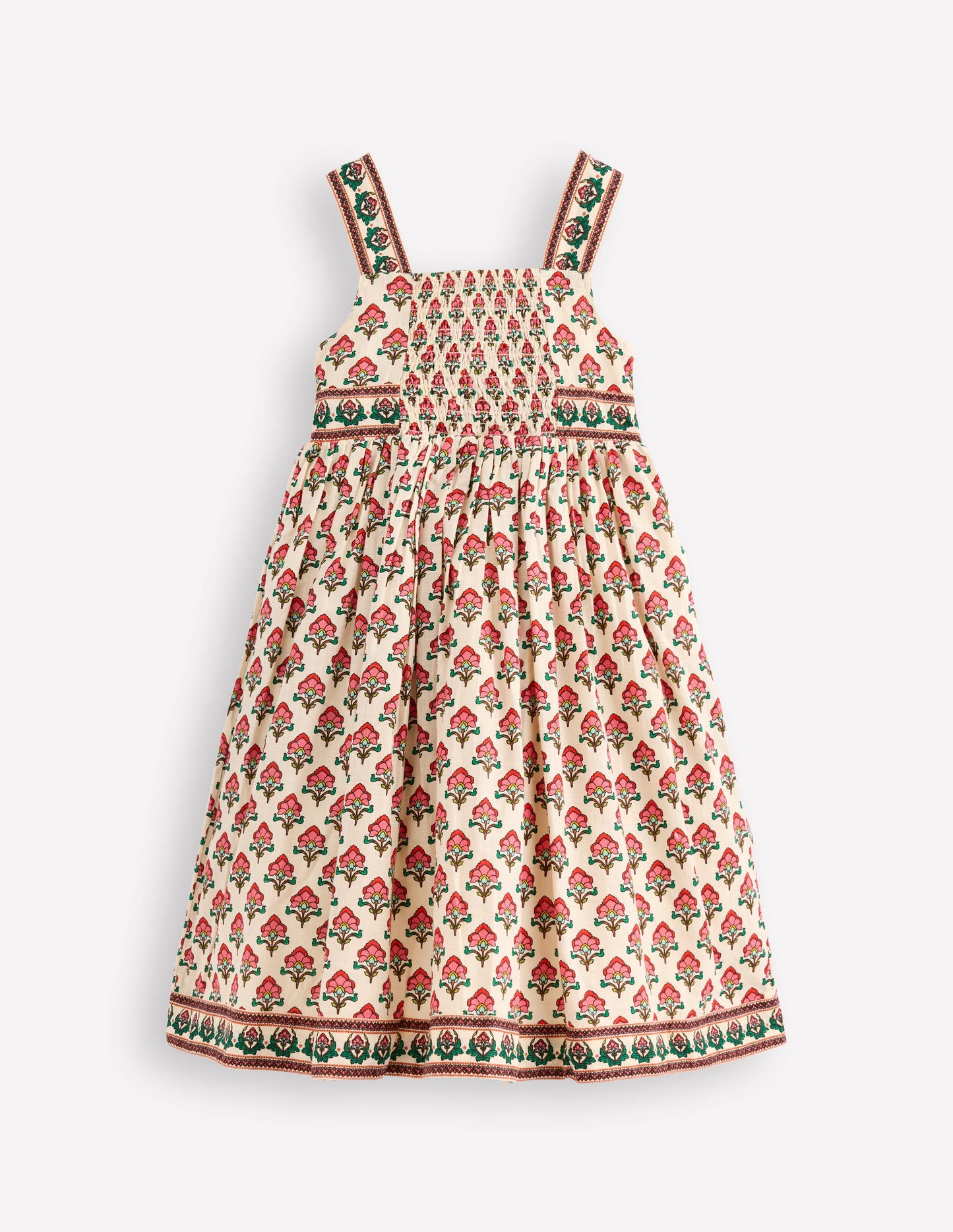 Remy Button Through Dress-Woodblock Print