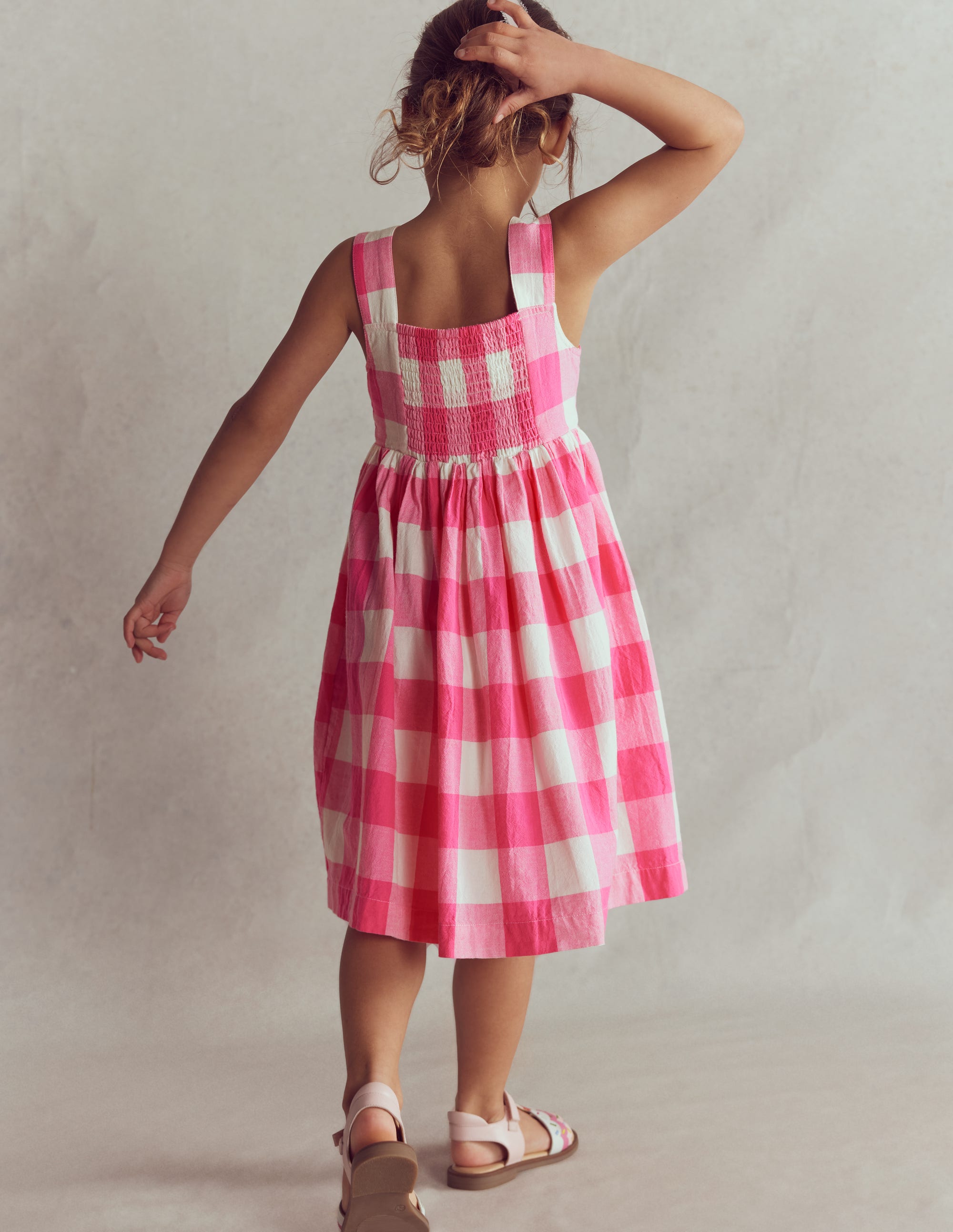 Remy Button Through Dress-Pink Punch Gingham - Image 1