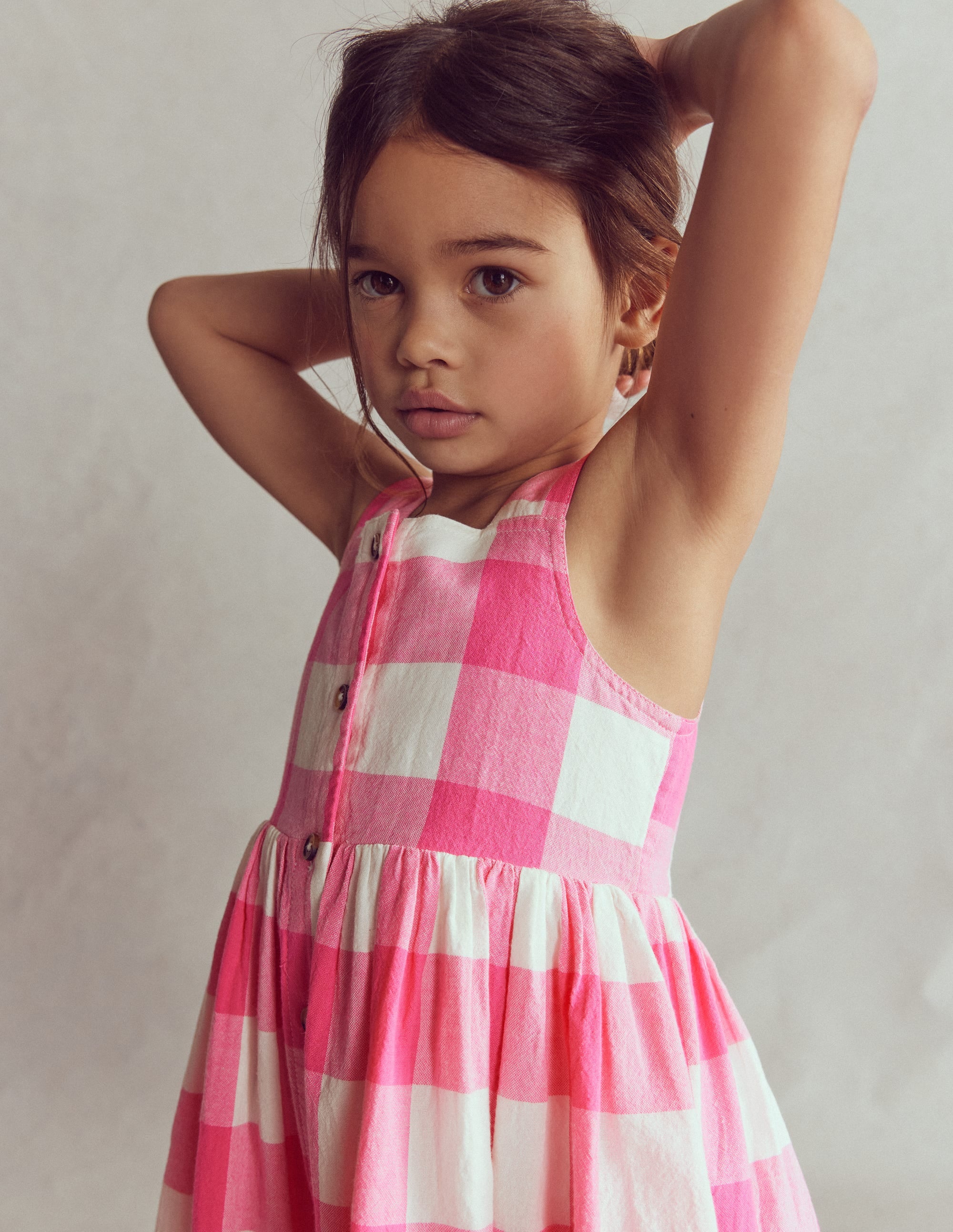 Remy Button Through Dress-Pink Punch Gingham - Image 2