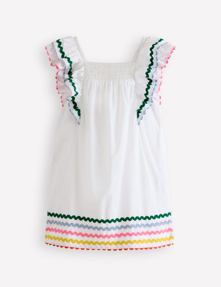 Flutter Sleeve Woven Dress-Soft Ivory