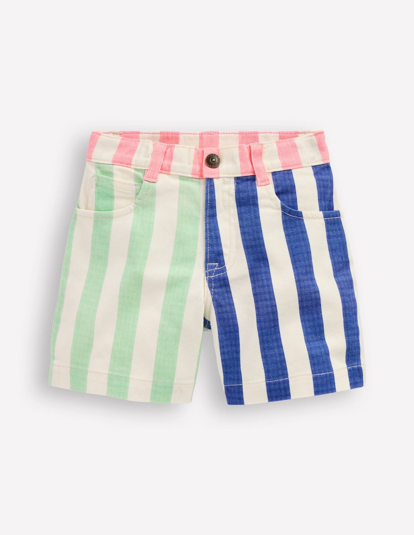 Denim Shorts-Multi Hotch Potch Stripe