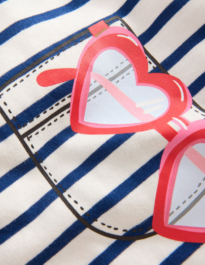 Relaxed Applique T-shirt-Navy Stripe Sunglasses-3