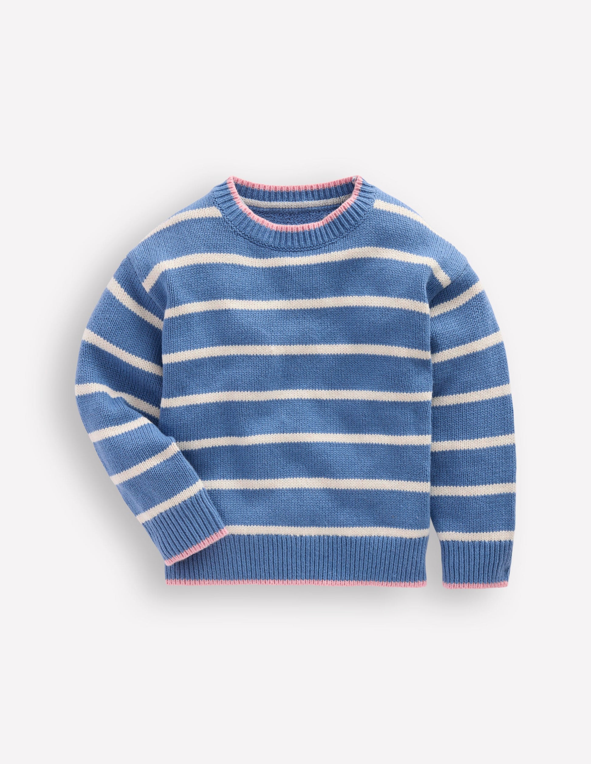 Drop Shoulder Jumper-Silve Lake Blue/Ecru Marl-3