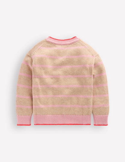 Drop Shoulder Jumper-Chinchilla/ Formica Pink-2