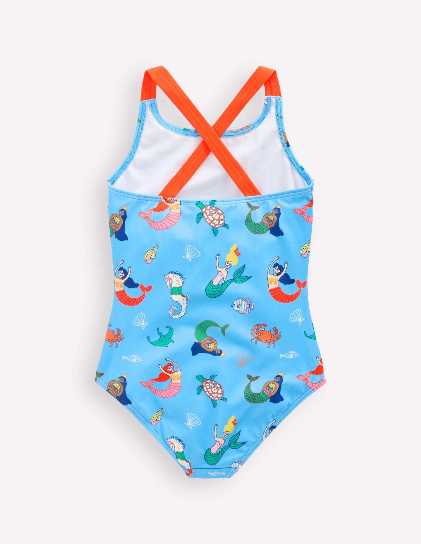 Cross-back Printed Swimsuit-Cabana Blue Mermaids