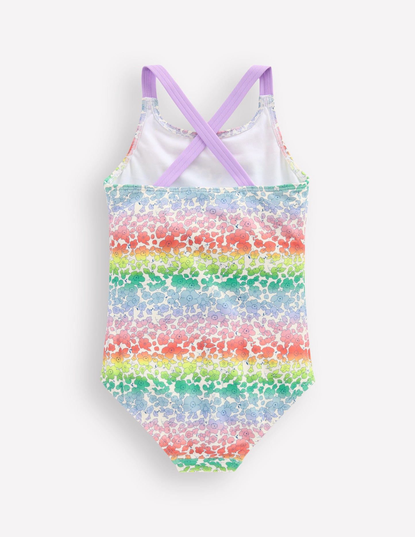 Cross-back Printed Swimsuit-Rainbow Ombre Flowerbed