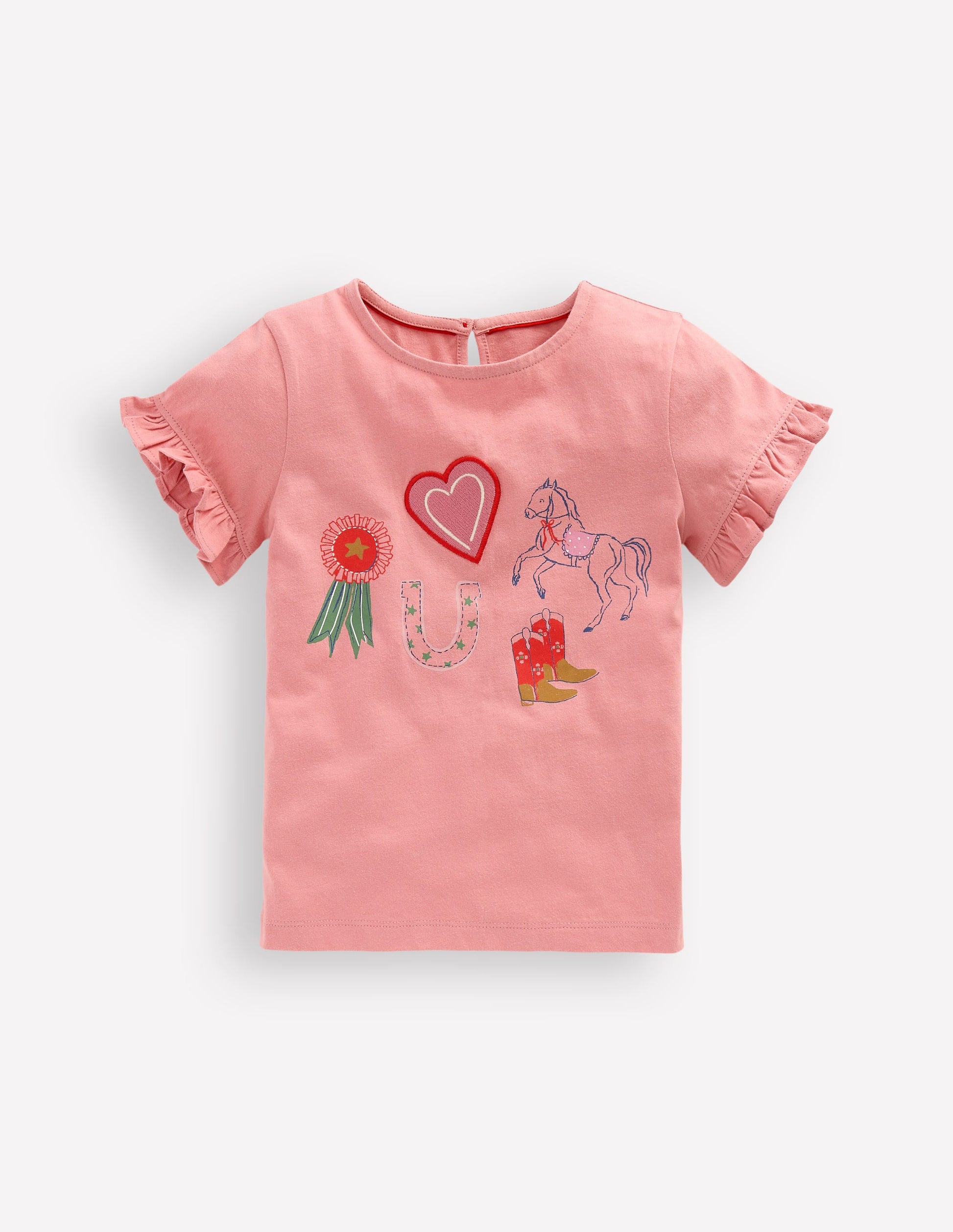 Pretty Frill T-shirt-Almond Pink Equestrian-1
