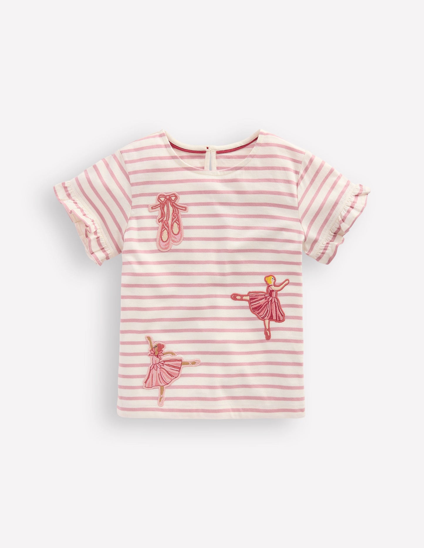 Pretty Frill T-shirt-Pink Stripe Ballerinas
