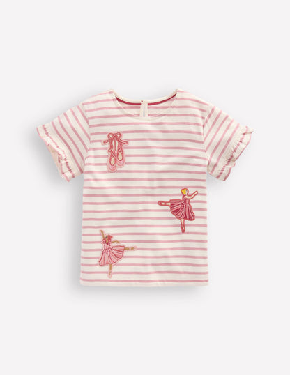 Pretty Frill T-shirt-Pink Stripe Ballerinas-1