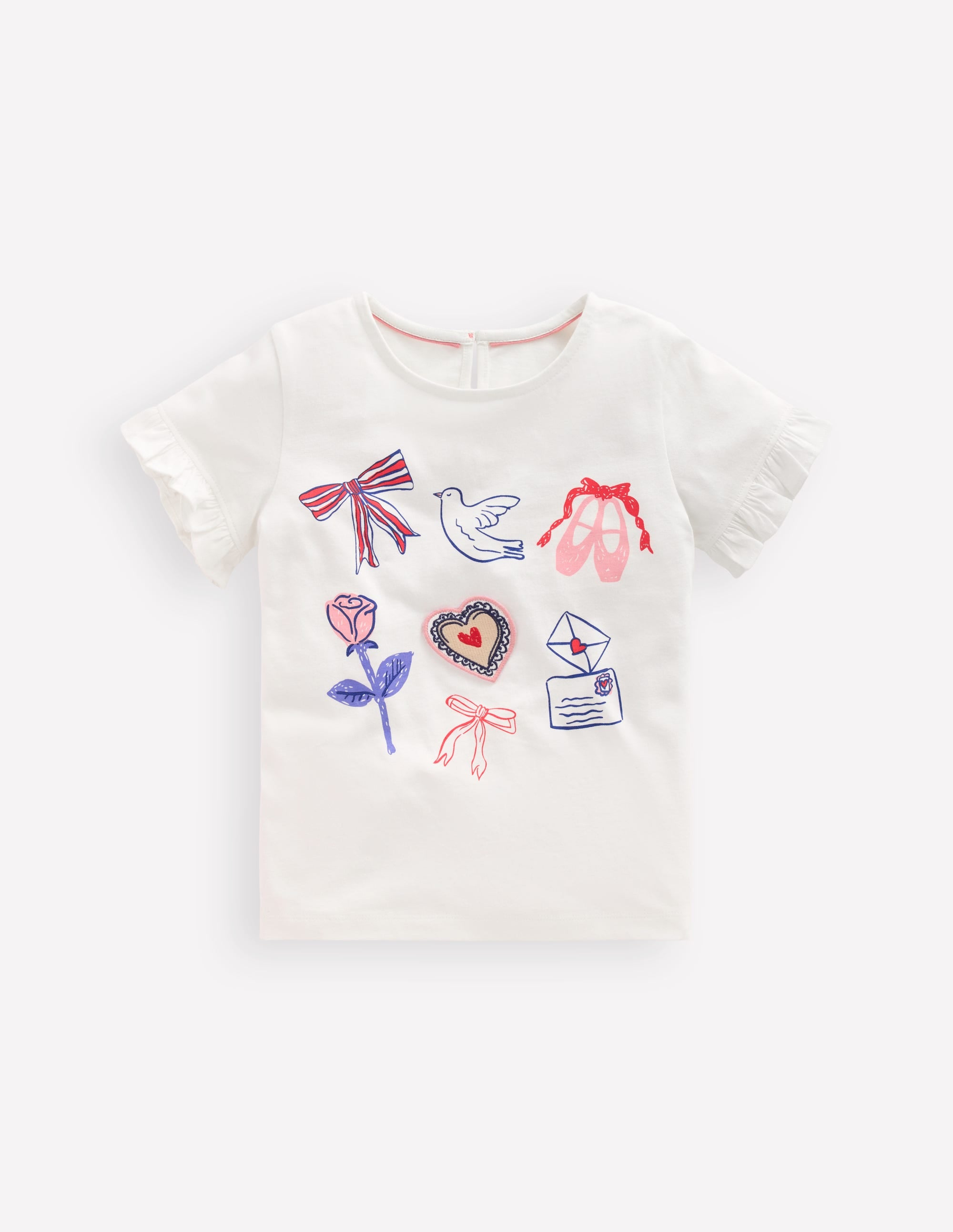 Pretty Frill T-shirt-White Valentines - Image 1