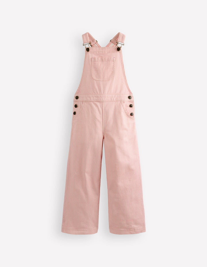 Wide Leg Dungaree-Pink Ticking Stripe