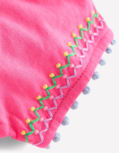 Puff Sleeve T-shirt-Flamingo Pink-3