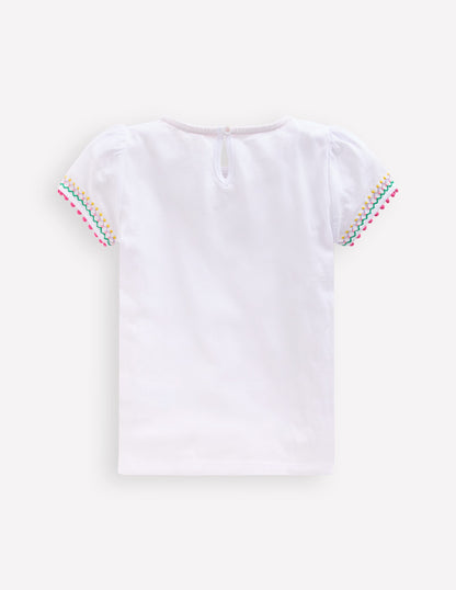 Puff Sleeve T-shirt-White-2