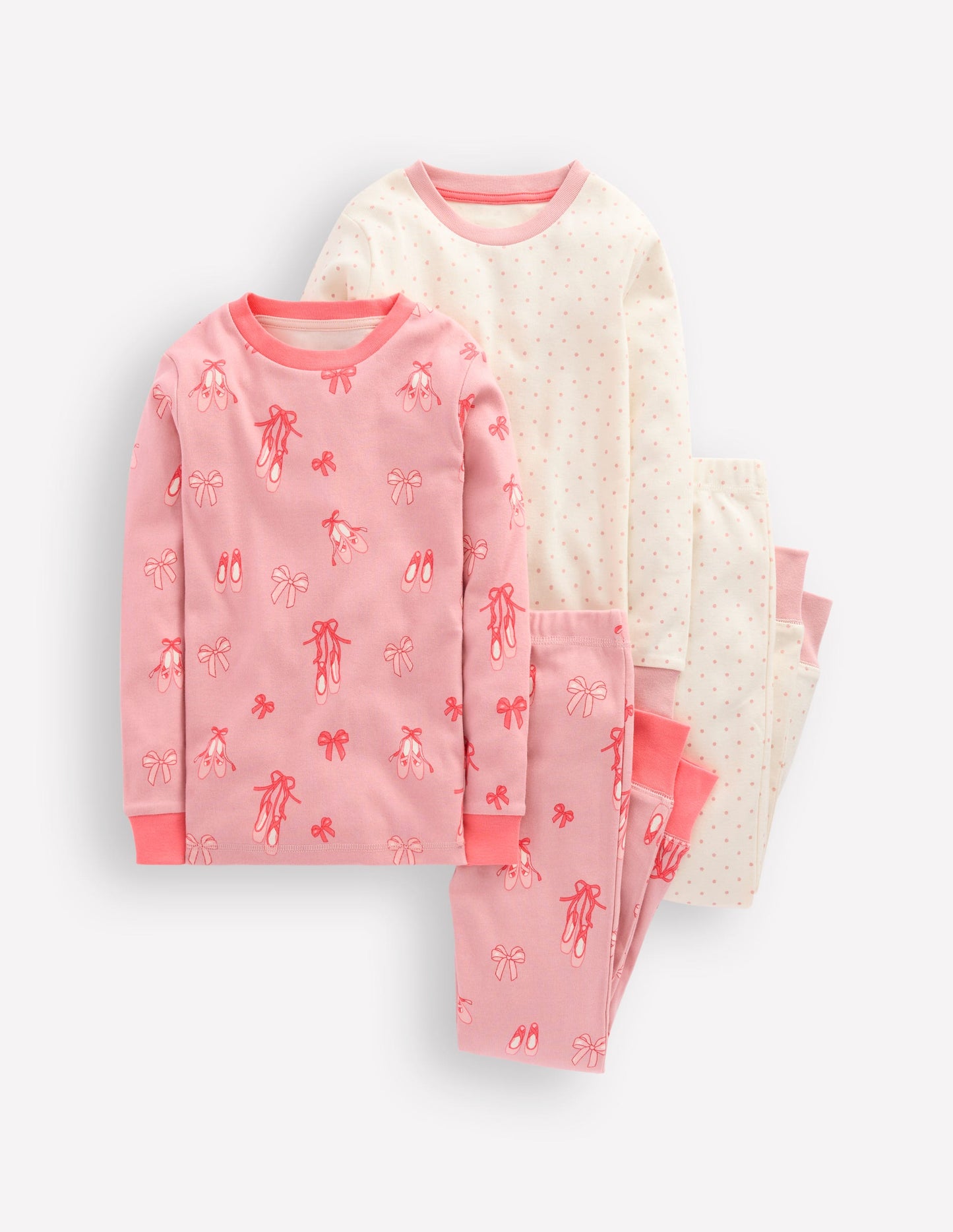 Twin Pack Snug Pyjamas-Vintage Pink Ballet Shoes