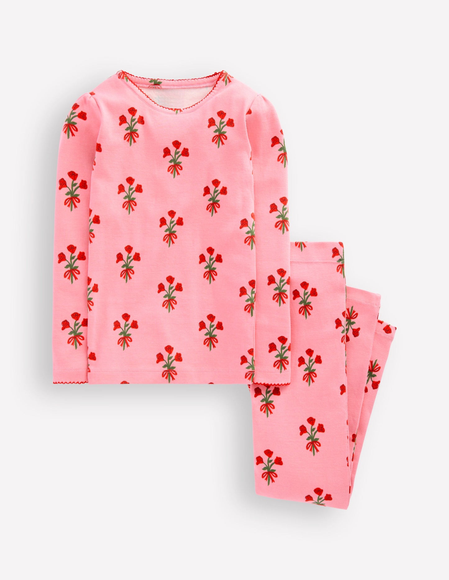 Snug Long John Pyjamas-Bubblegum Pink Posy