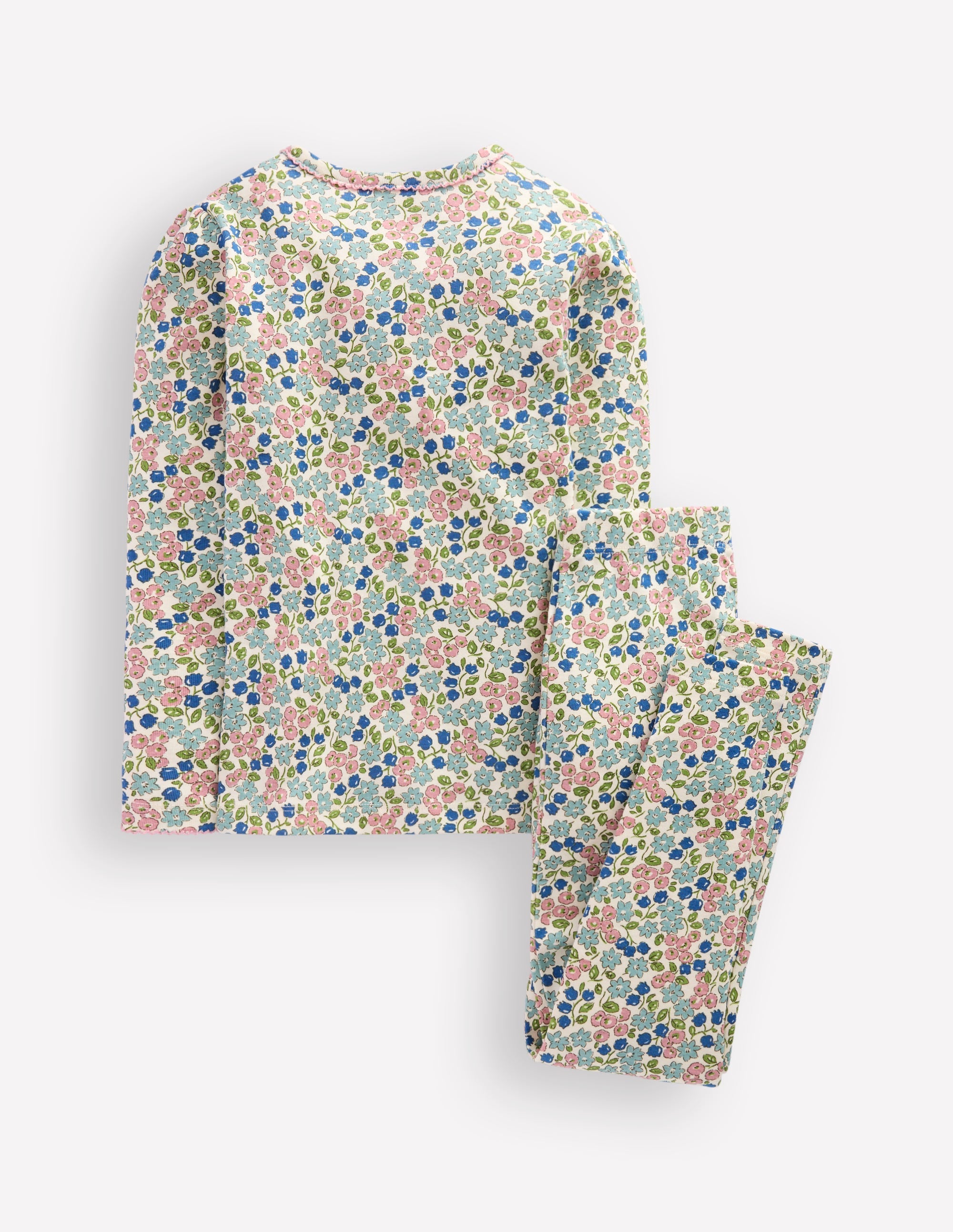 Snug Henley Pyjamas-Soft Ivory Spring Ditsy - Image 2