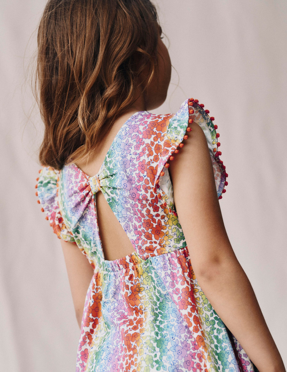 Clover Bow Back Jersey Dress-Rainbow Ombre Flowerbed - Image 4