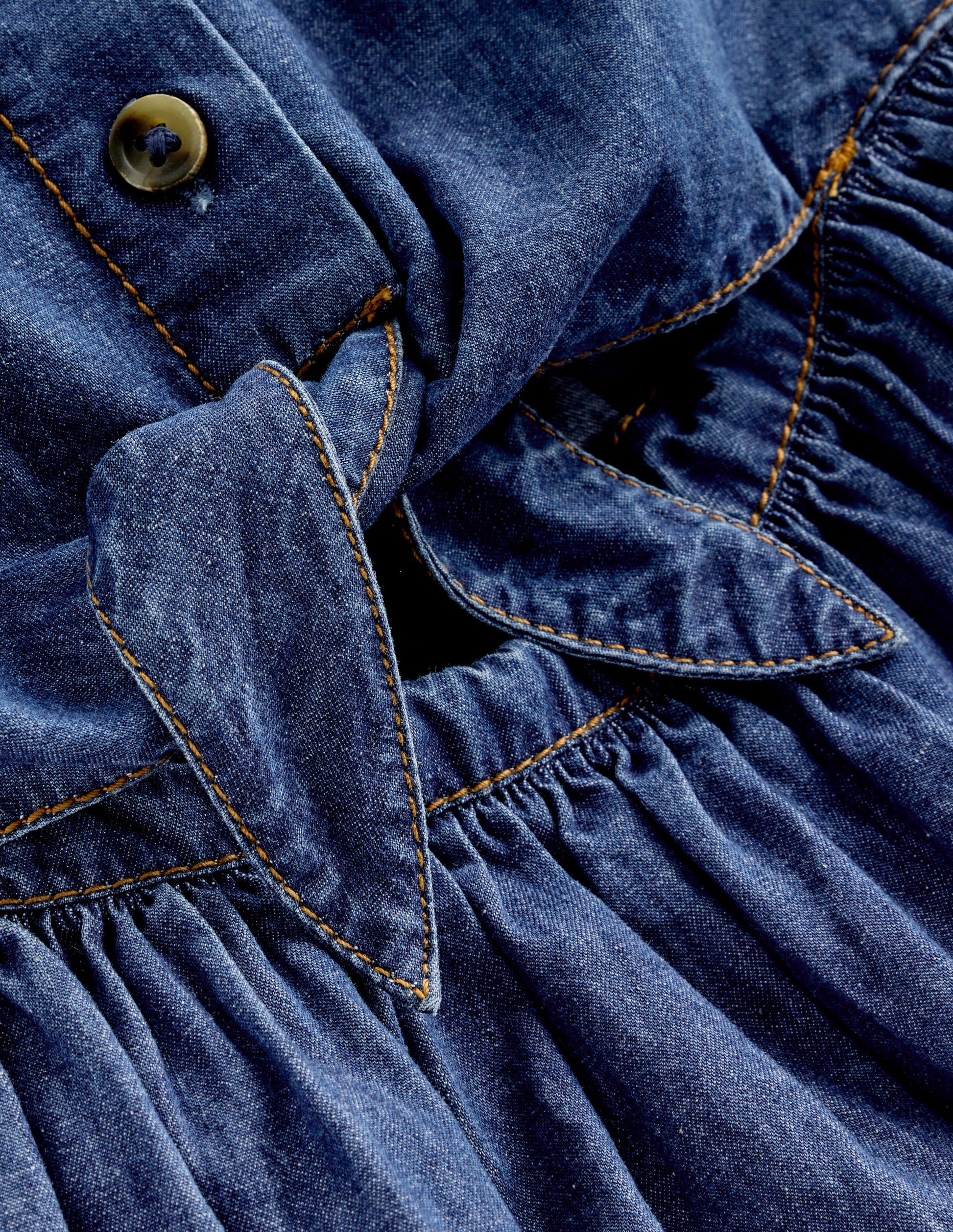 Tie Front Woven Dress-Denim-3