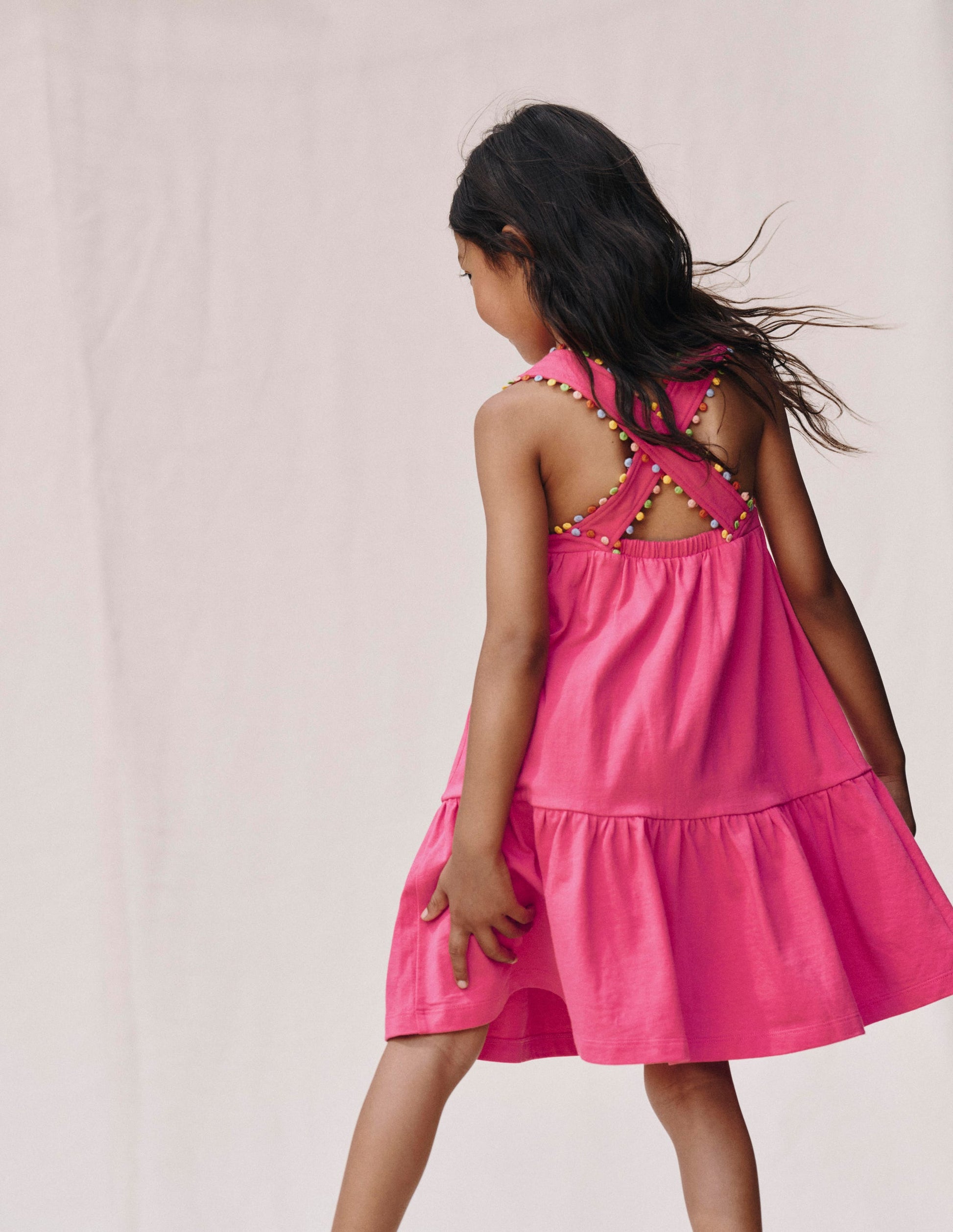 Jersey Cross-back Dress-Flamingo Pink-4