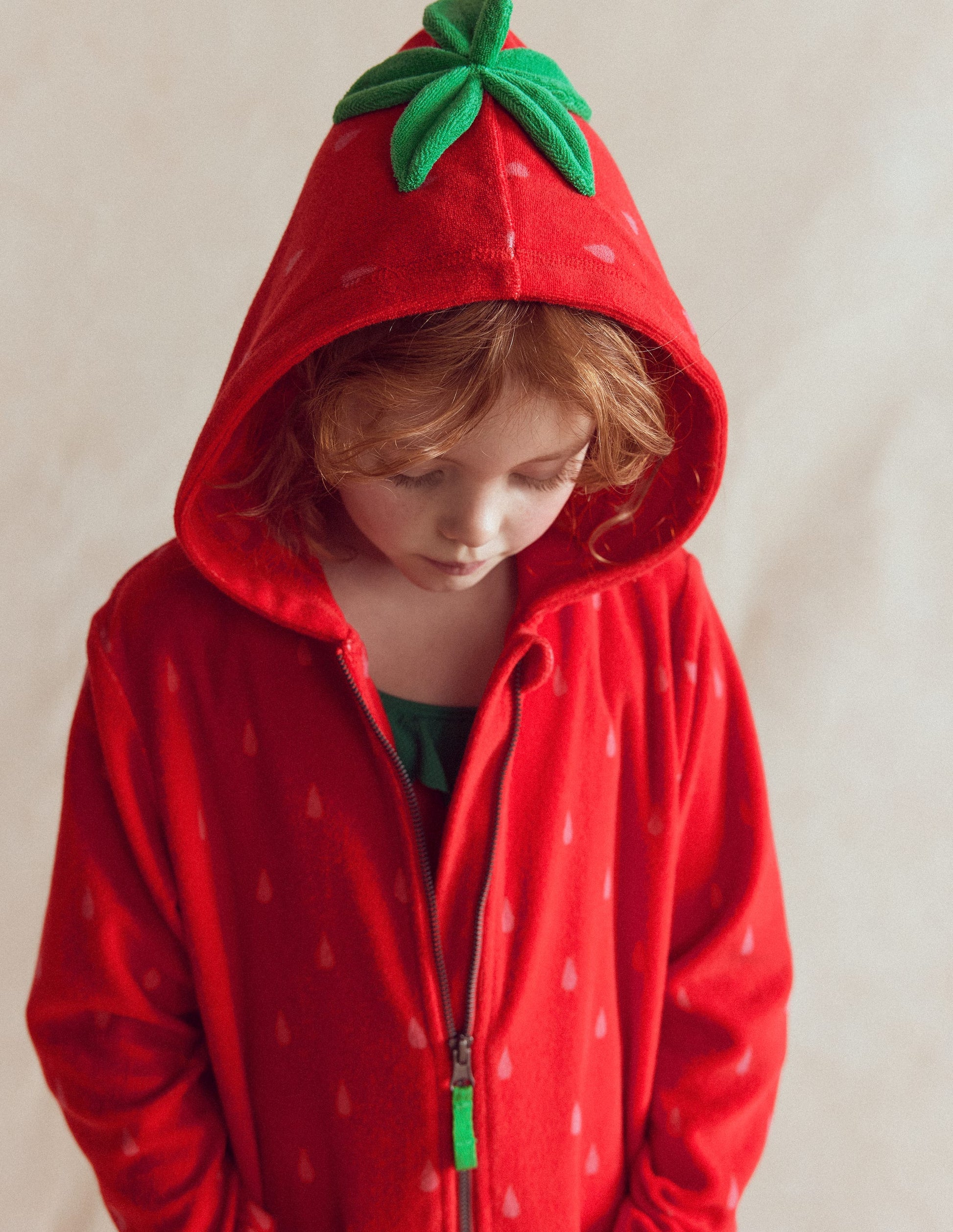 Fun Romie Towelling Zip-Up-Strawberry Tart Red-1