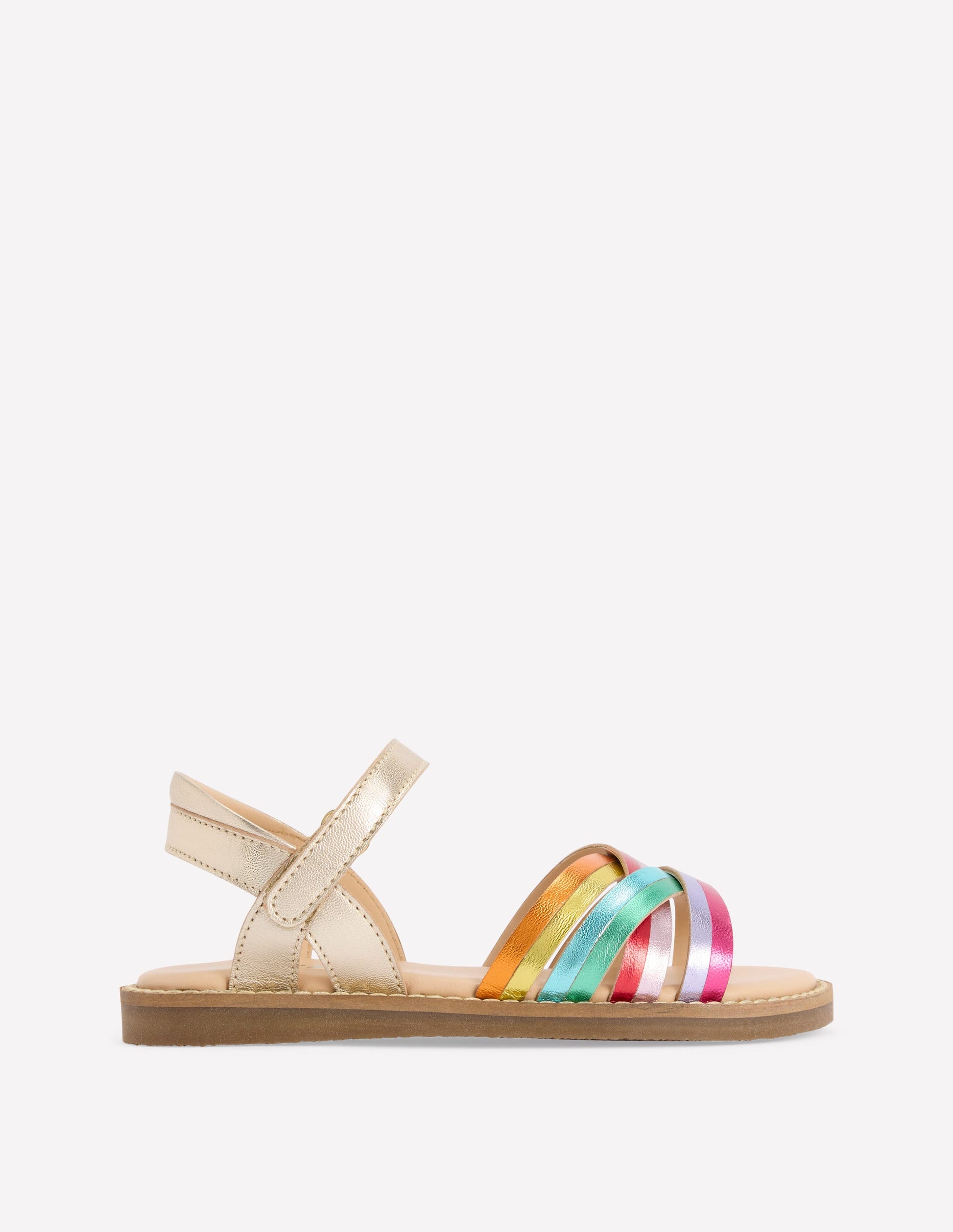 Crossed Leather Sandals-Rainbow metallic-2