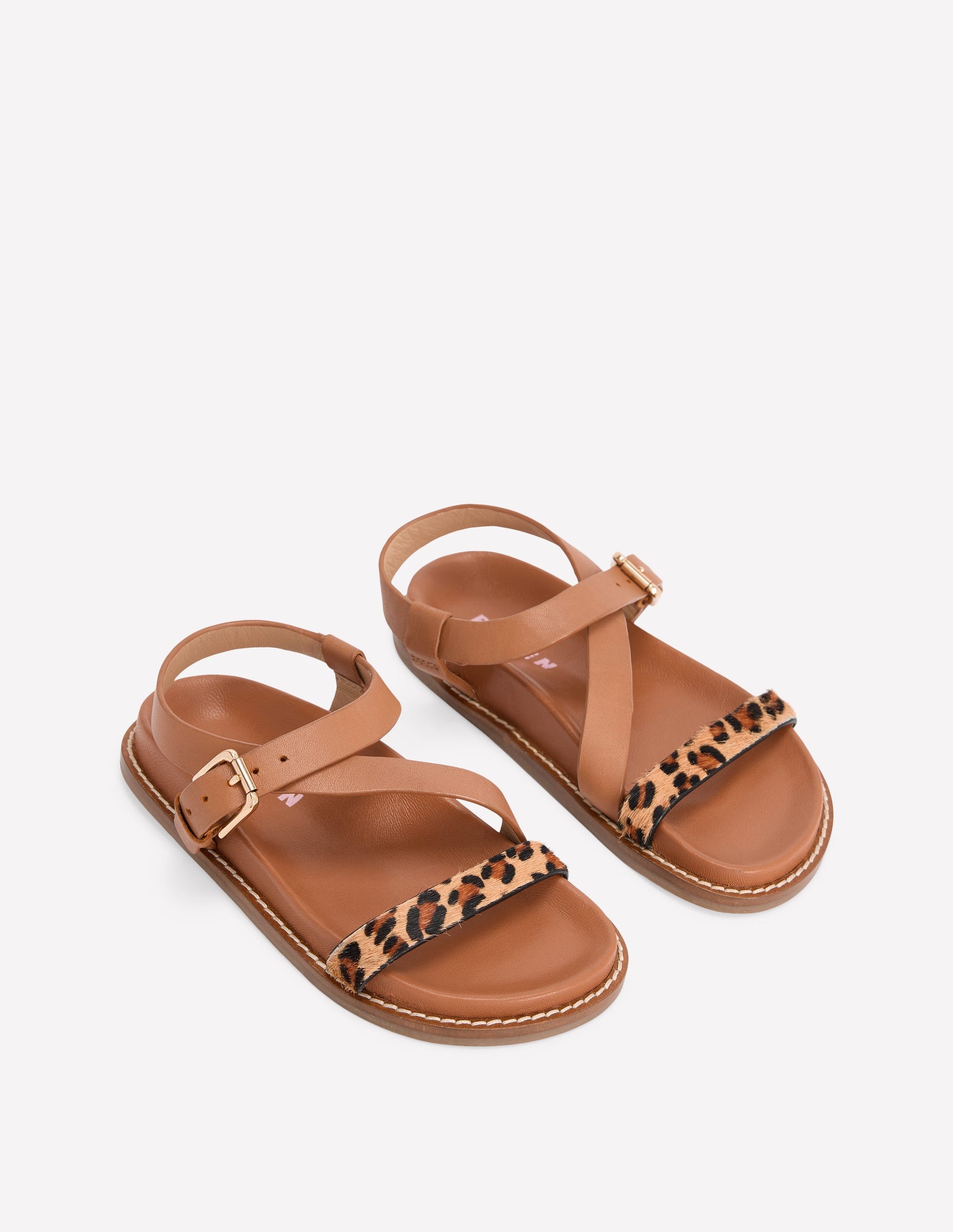 Asymmetric Cross Strap Sandals-Tan-2
