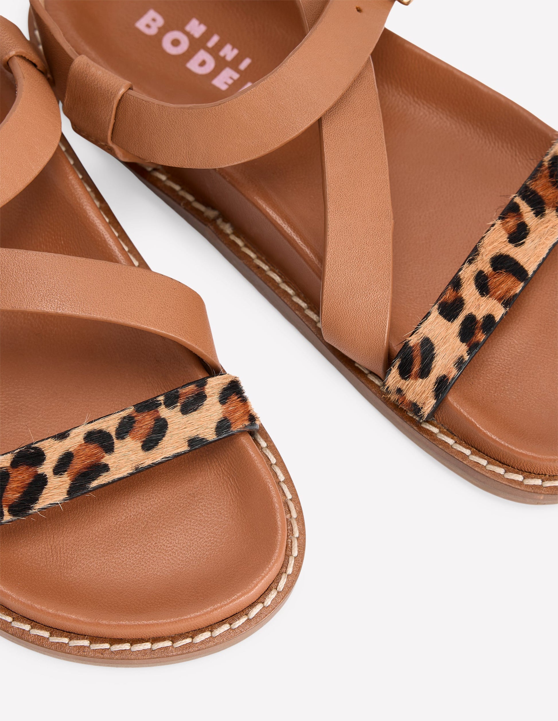 Asymmetric Cross Strap Sandals-Tan-3