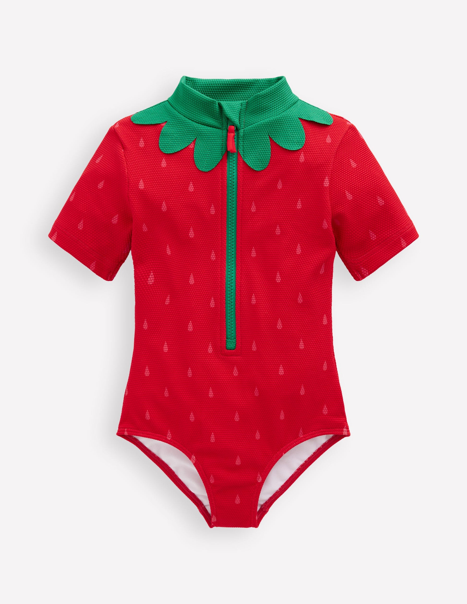 Short-sleeved Swimsuit-Poppy Red Strawberry-1