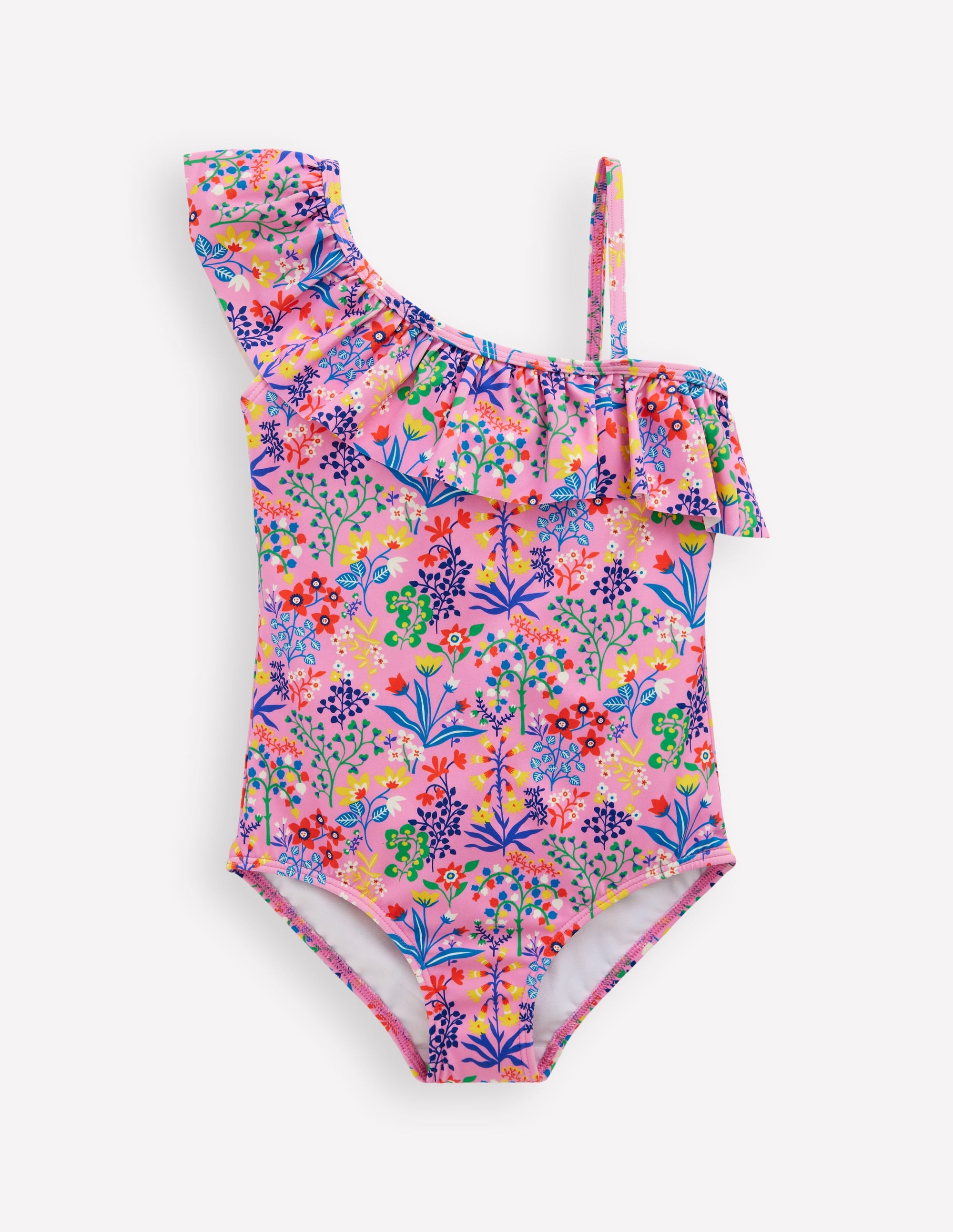 Lila One Shoulder Swimsuit-Meadowsweet Pink Garden Floral - Image 1