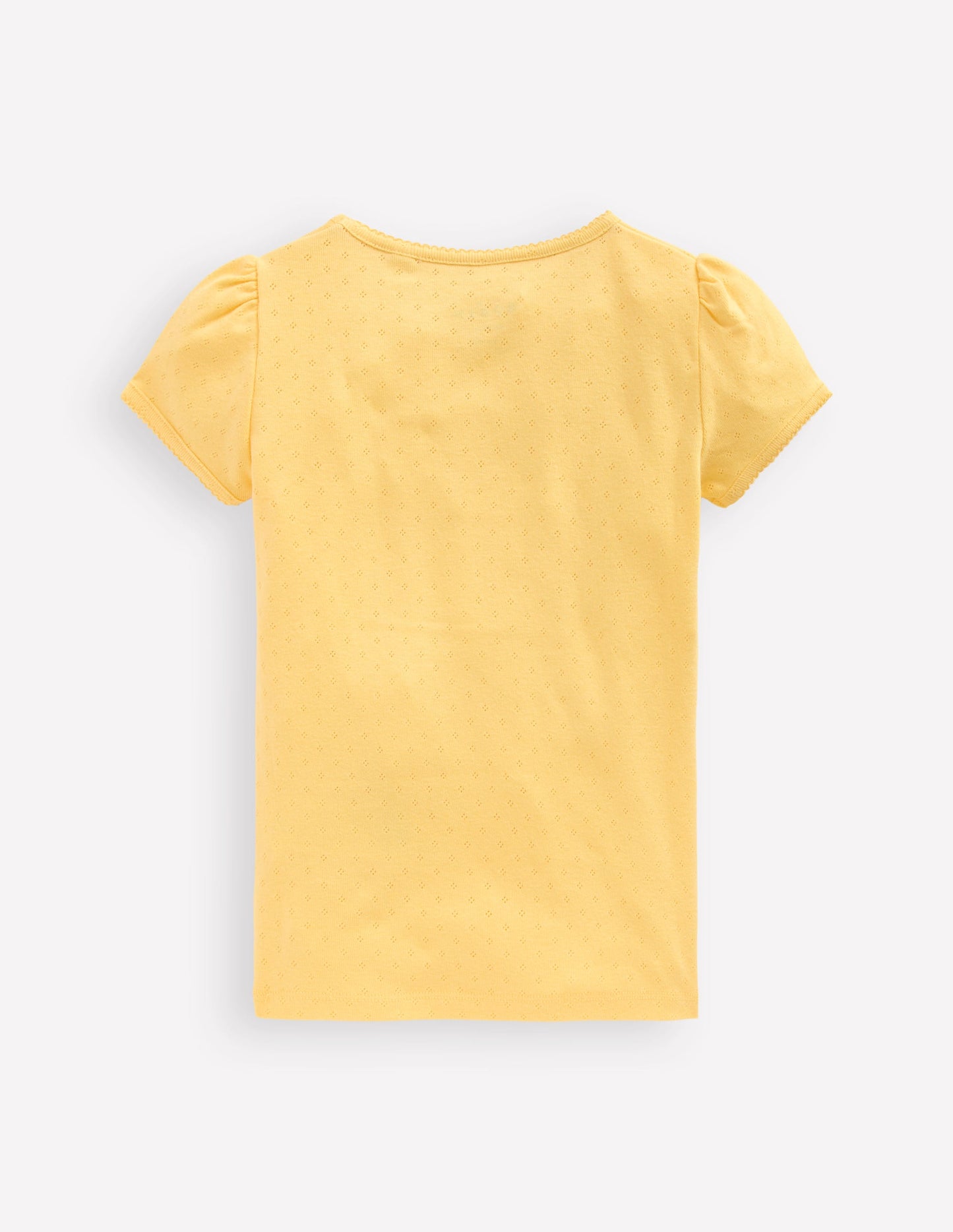 Short Sleeve Pointelle Top-Yellow