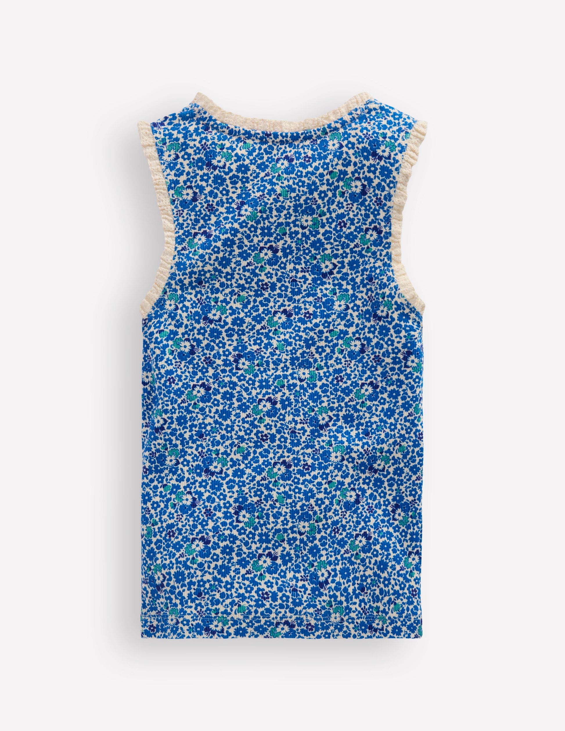 Ribbed Lace Trim Vest-Cabana Blue Ditsy Floral-2