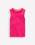 Ribbed Lace Trim Vest-Pink Peony