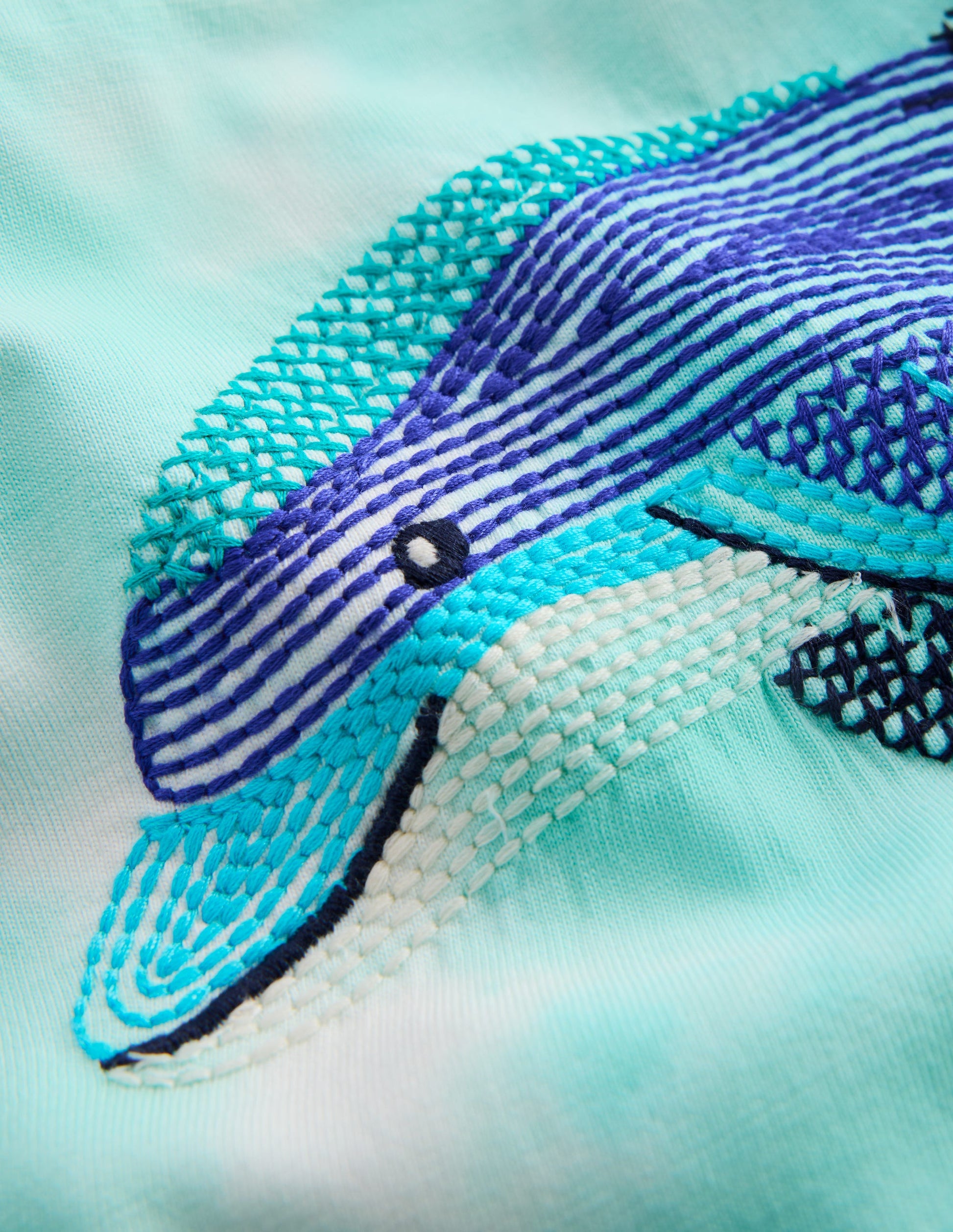 Puff Sleeve Superstitch Top-Blue Dolphins-3