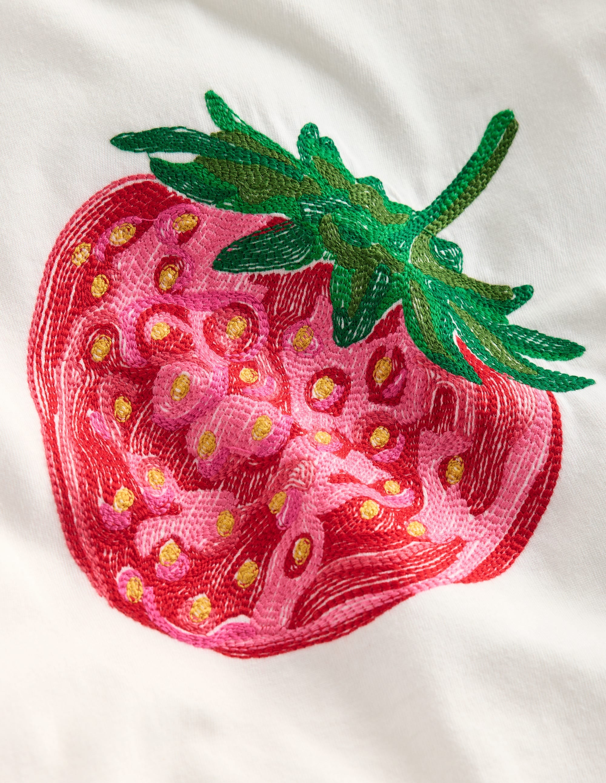 Puff Sleeve Superstitch Top-Coconut Milk Strawberry - Image 3