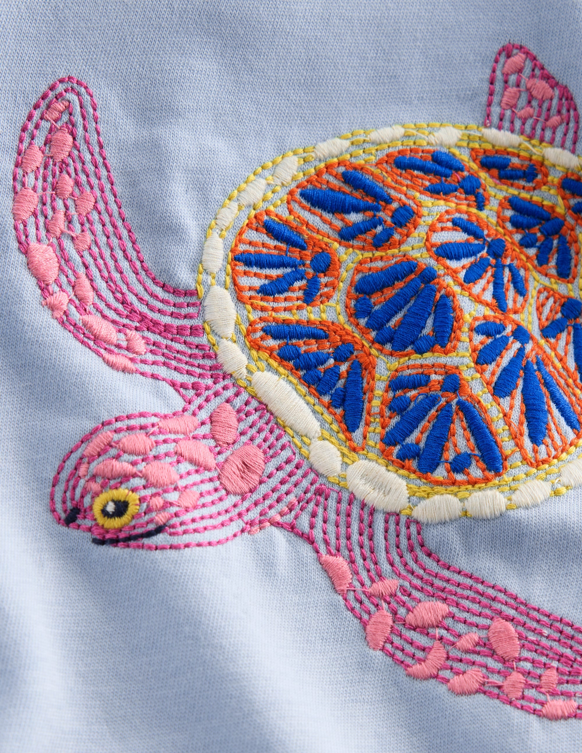 Puff Sleeve Superstitch Top-Misty Blue Turtles - Image 3