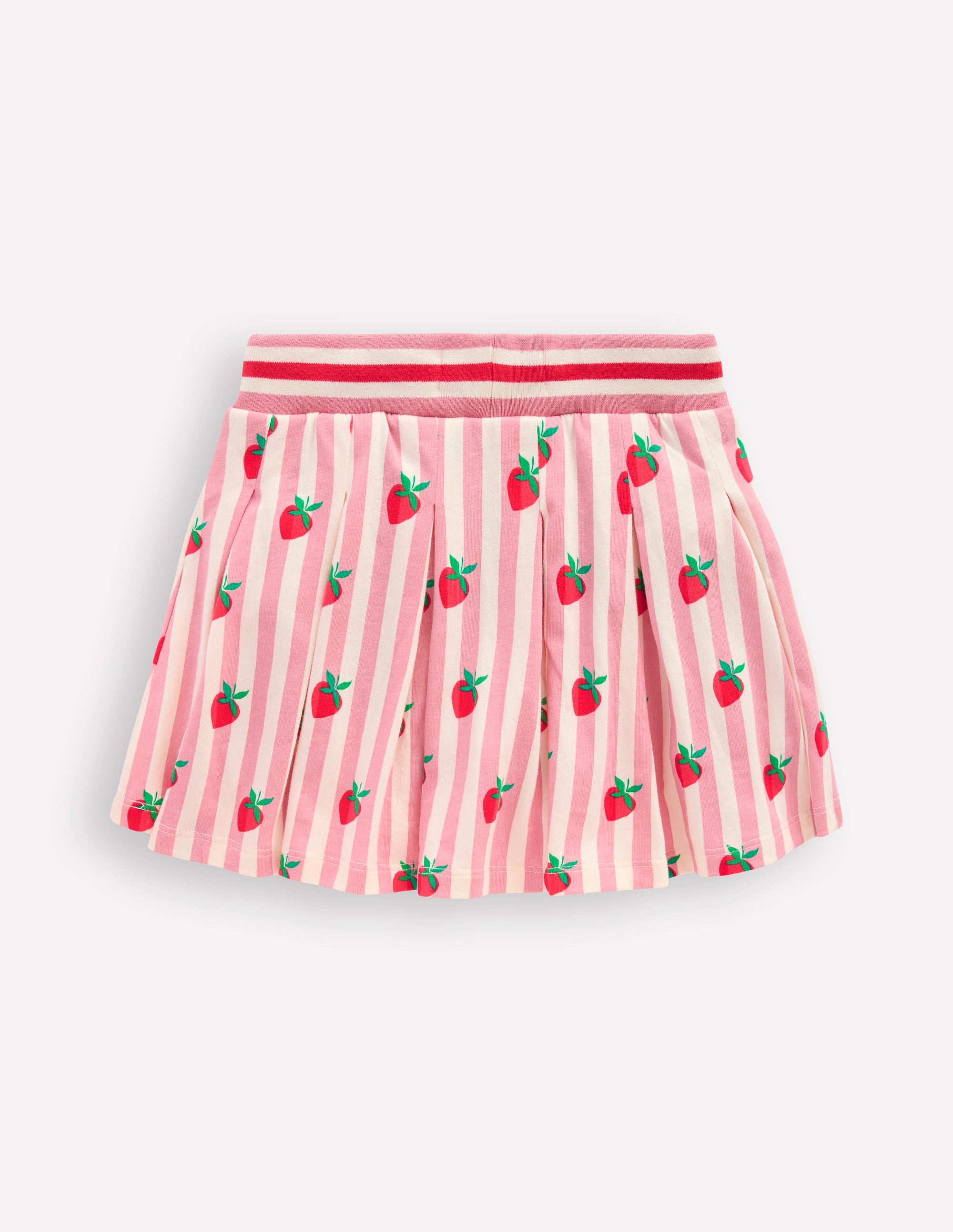 Pleated Jersey Skort-Pink Stripe Strawberries - Image 2