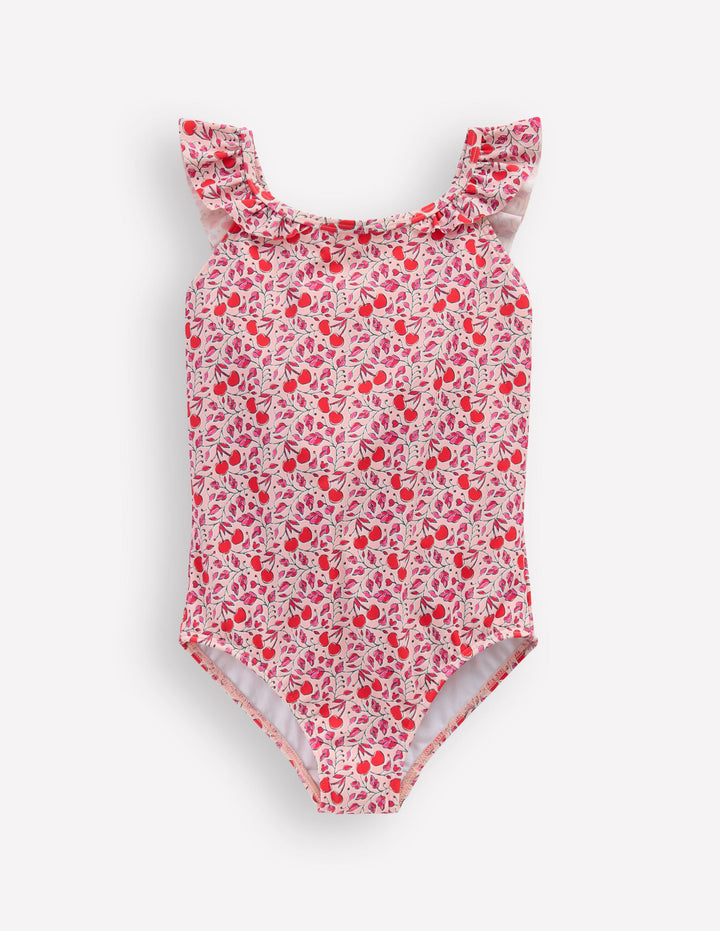 Hallie Frill Strap Swimsuit-Lotus Cherry Vine