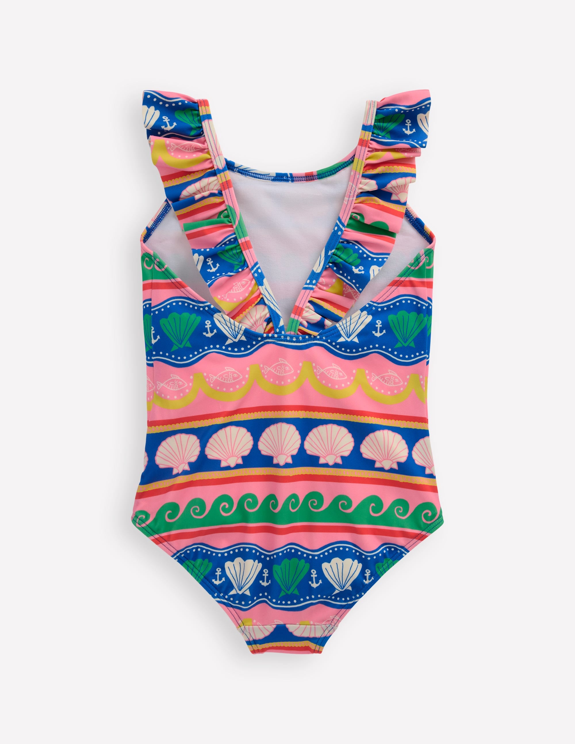 Hallie Frill Strap Swimsuit-Multi Sea Shell Stripe - Image 2