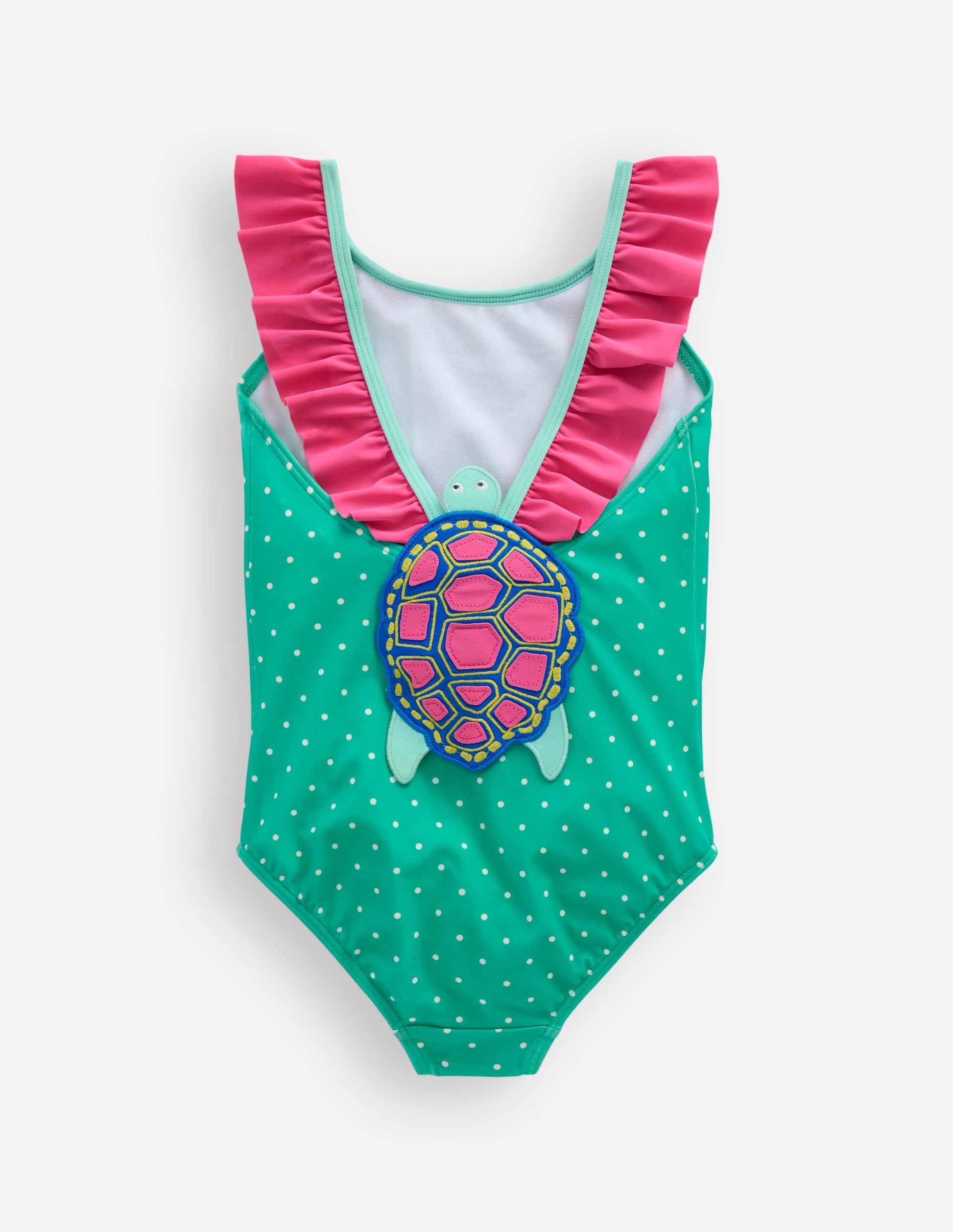 Hallie Frill Strap Swimsuit-Aqua Sea Blue Turtle-1