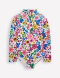 Long-sleeved Swimsuit-Multi Rainbow Floral