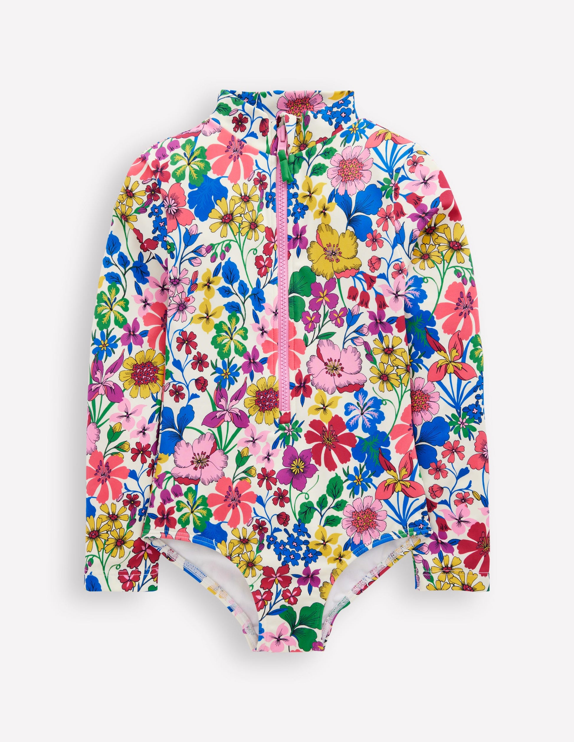 Long-sleeved Swimsuit-Multi Rainbow Floral-1