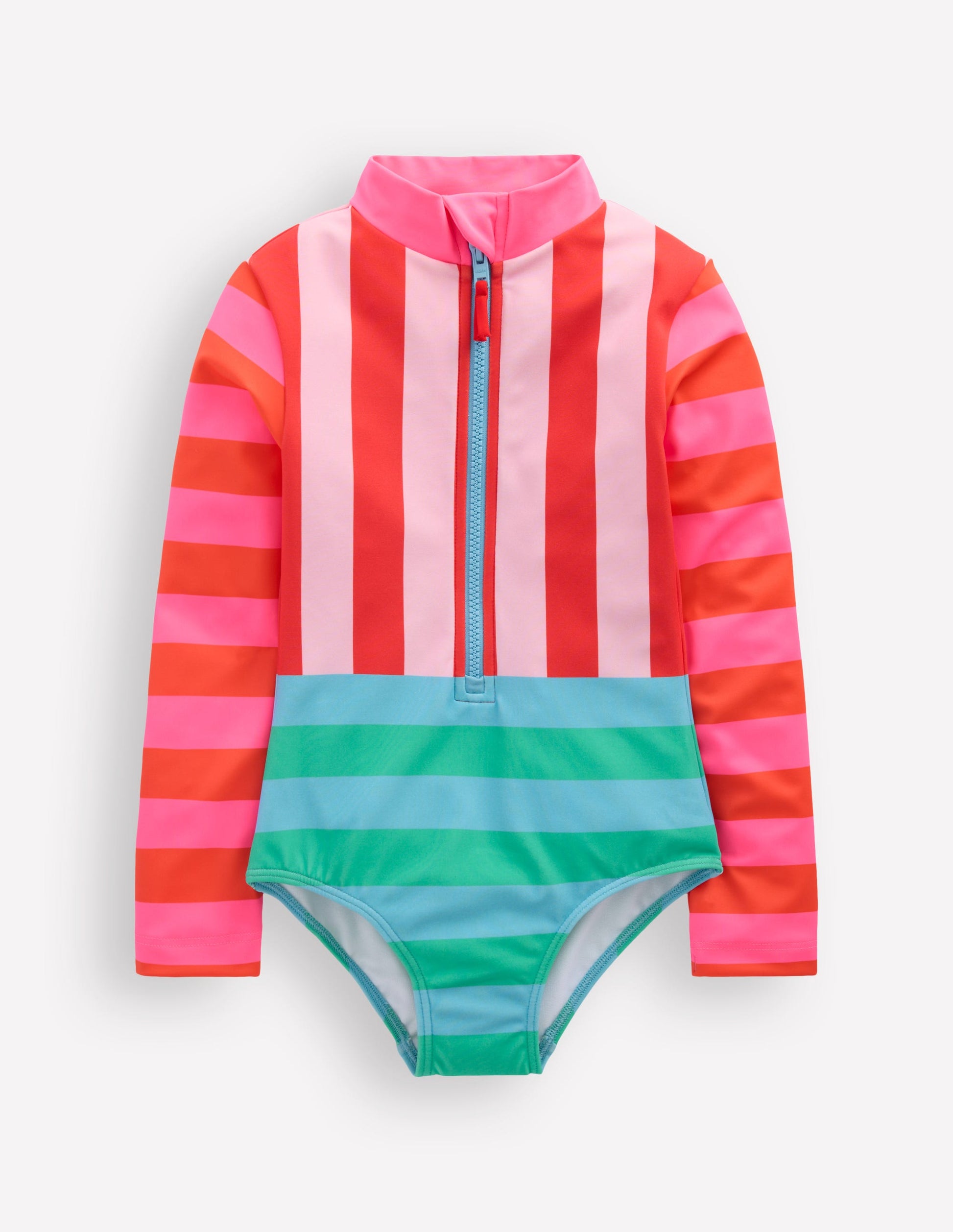 Long-sleeved Swimsuit-Multi Hotchpotch Stripe-1