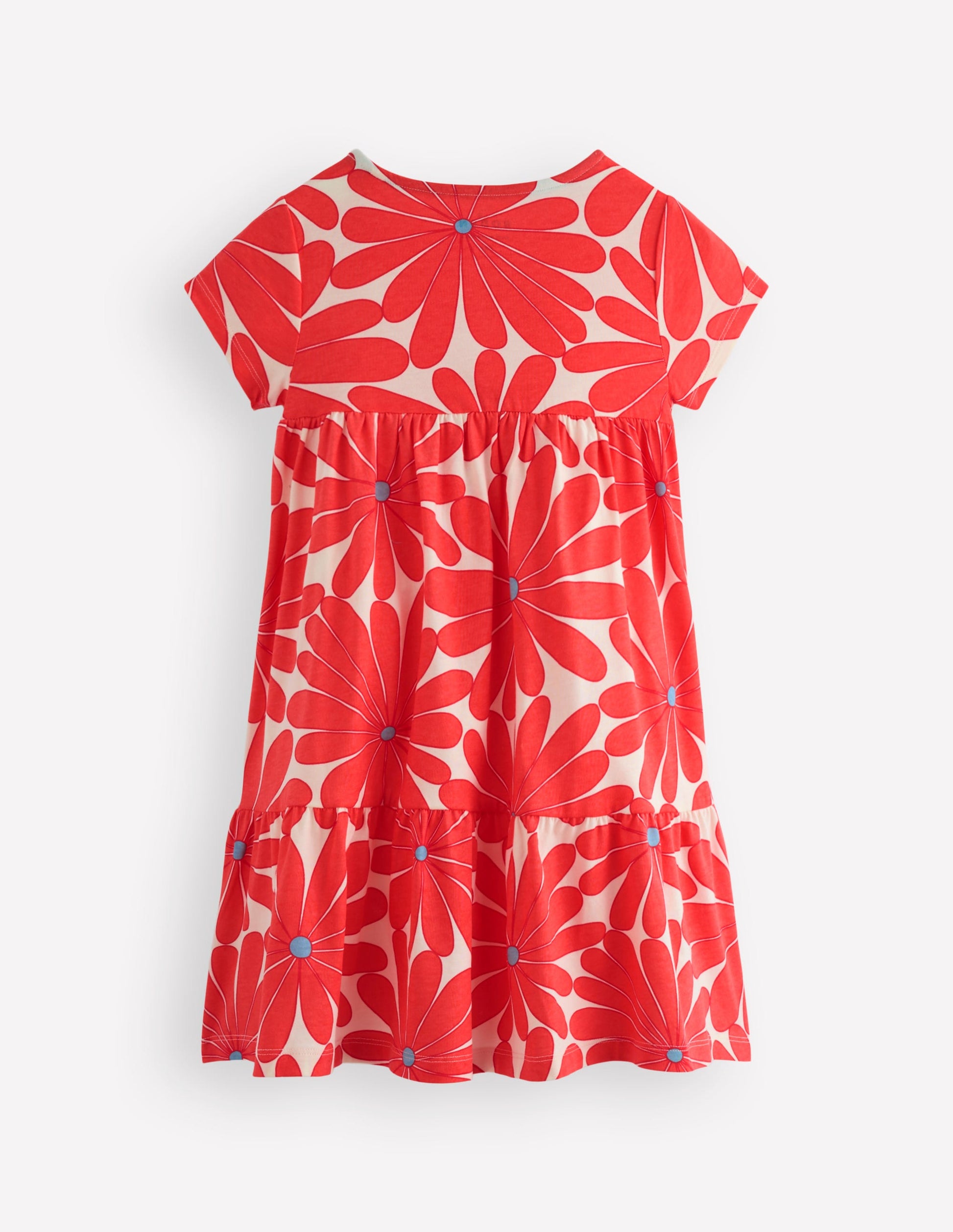 Ariel Twirly Jersey Dress-Coral Orange Giant Daisy-3