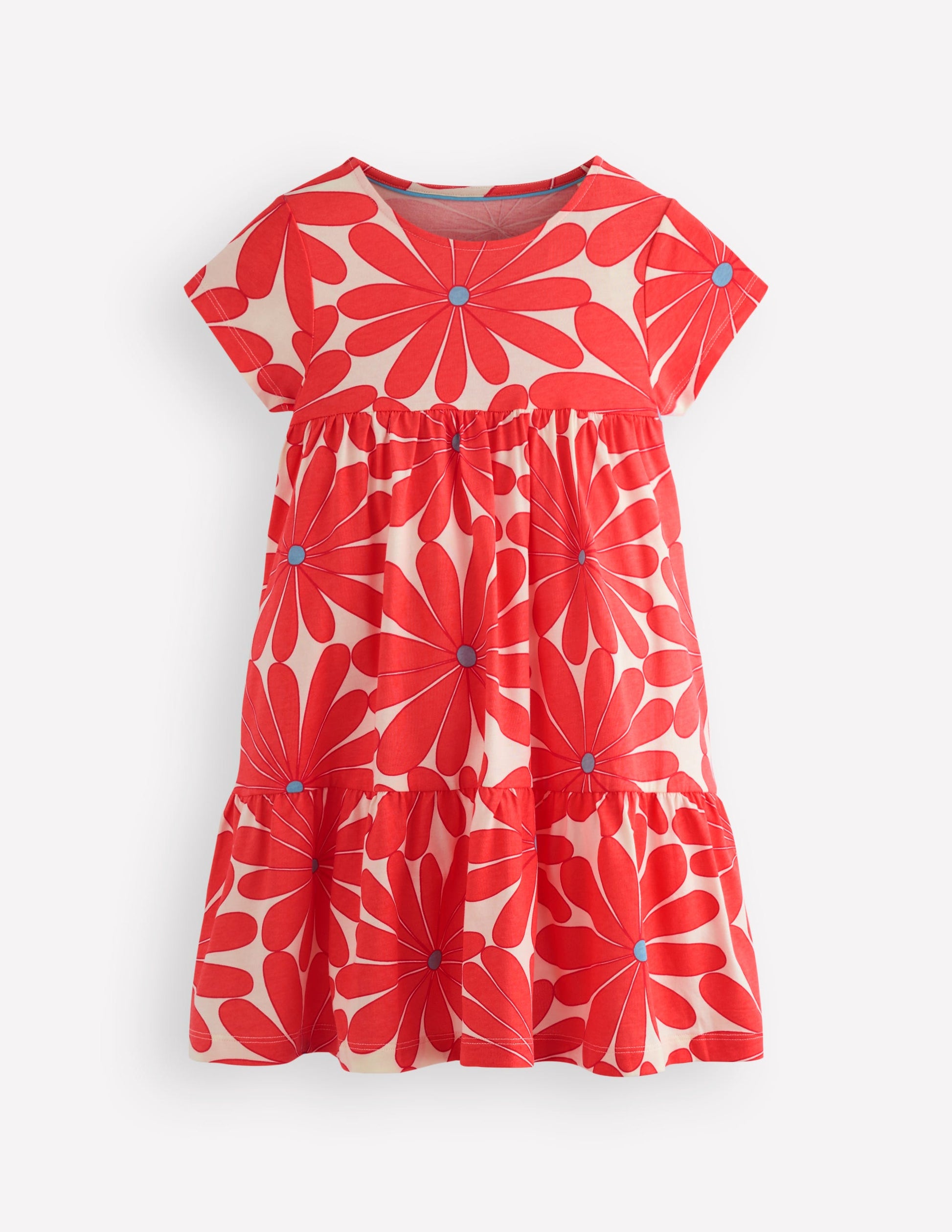 Ariel Twirly Jersey Dress-Coral Orange Giant Daisy-2