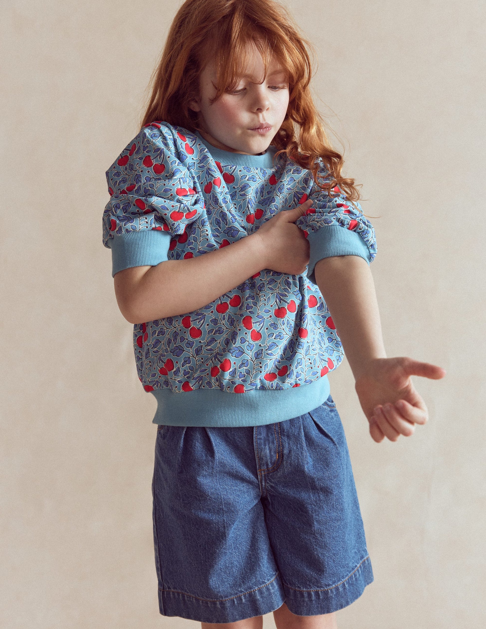 Printed Sweatshirt-Blue Cherries-1