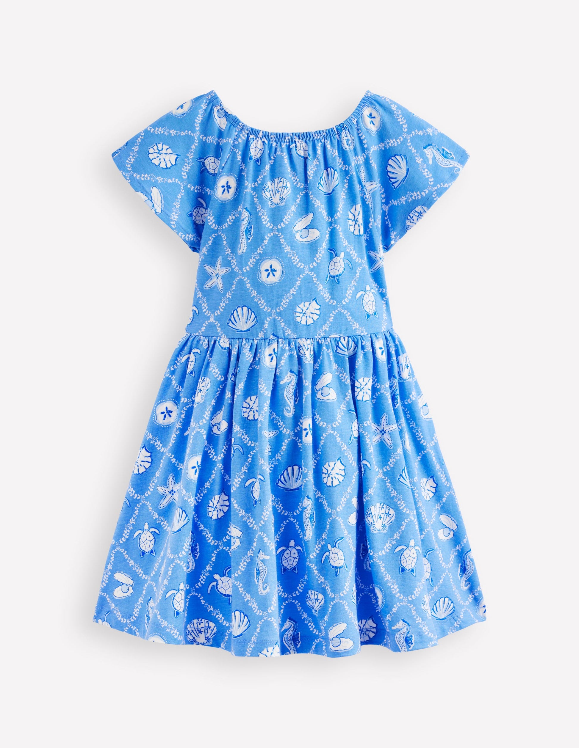Flutter Sleeve Twirly Dress-Cabana Blue Mermaids-2
