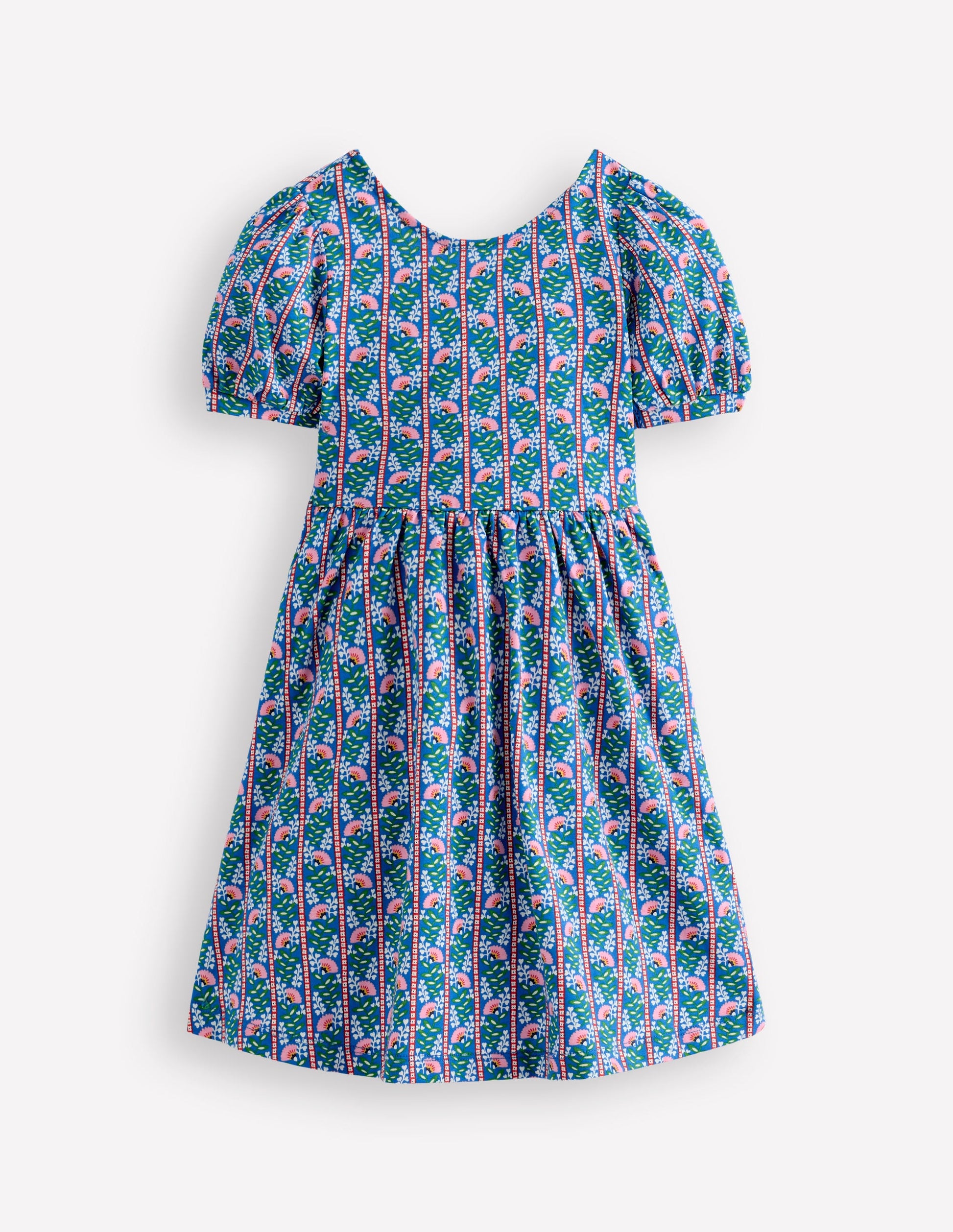 Ballerina Jersey Dress-Kingfisher Blue Floral Vine-1