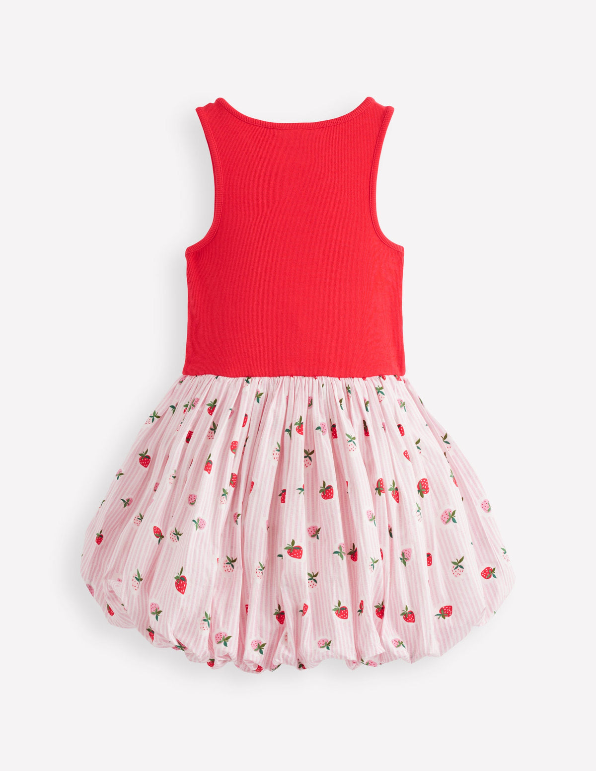 Bubble Hem Rib Dress-Ticking Stripe Strawberry - Image 4