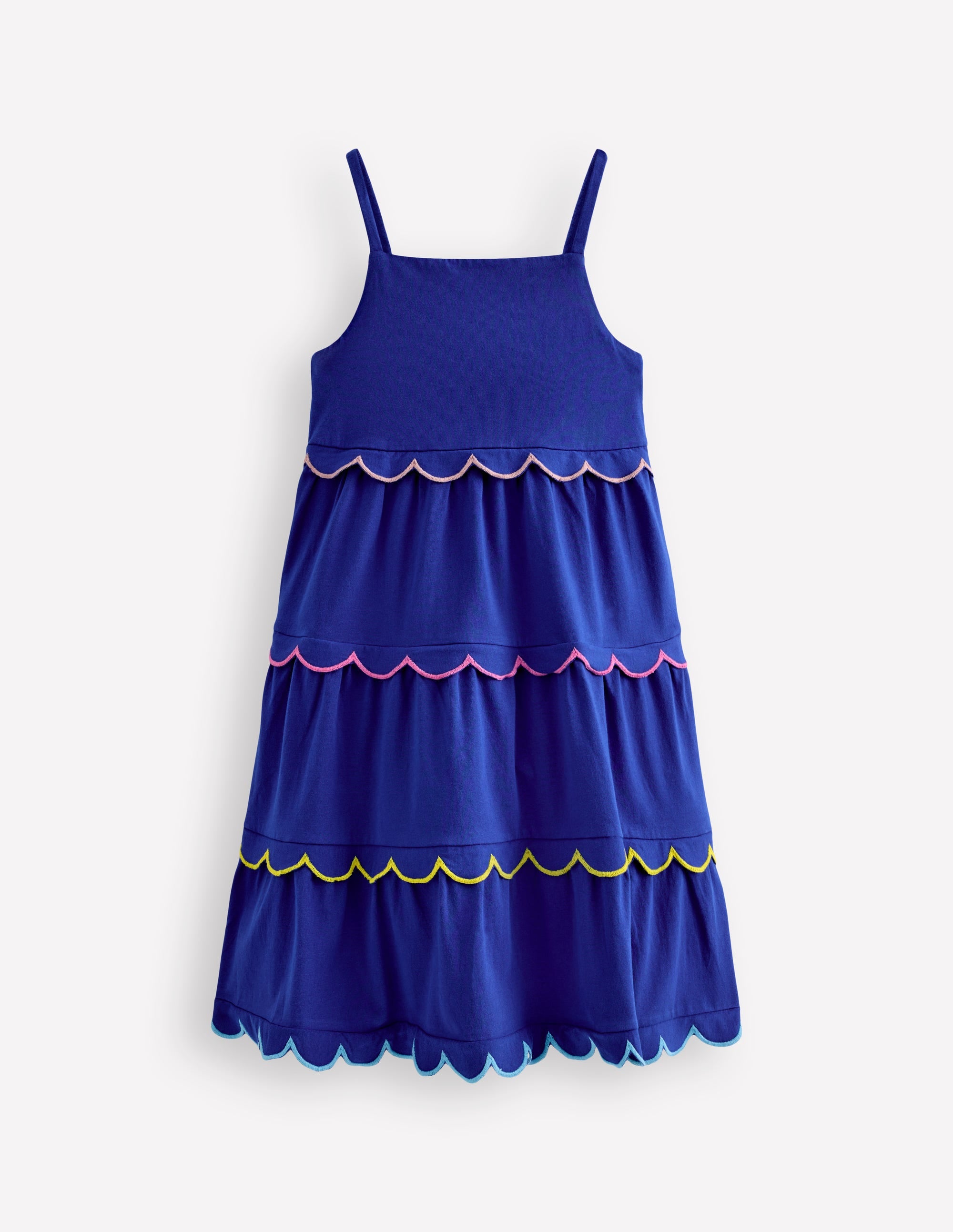 Scallop Tiered Sundress-Sapphire Blue - Image 1